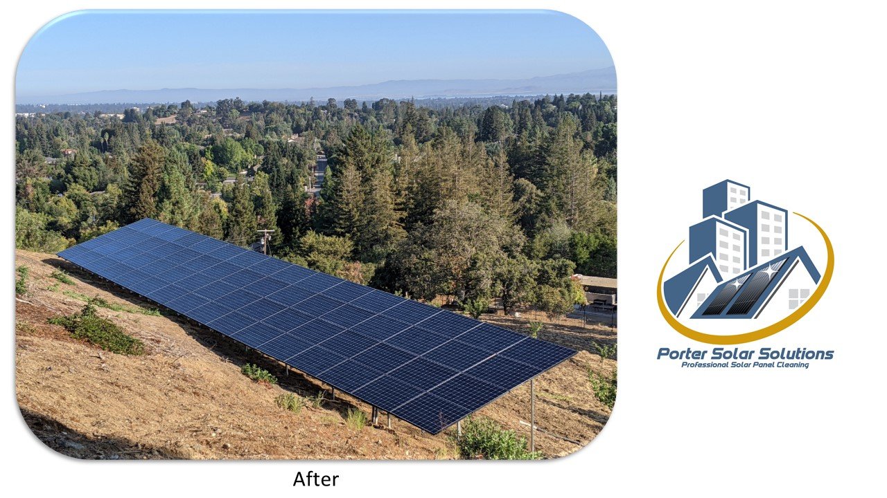 Before and after solar panel cleaning result