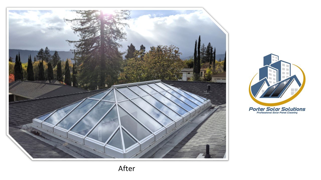Before and after solar panel cleaning result