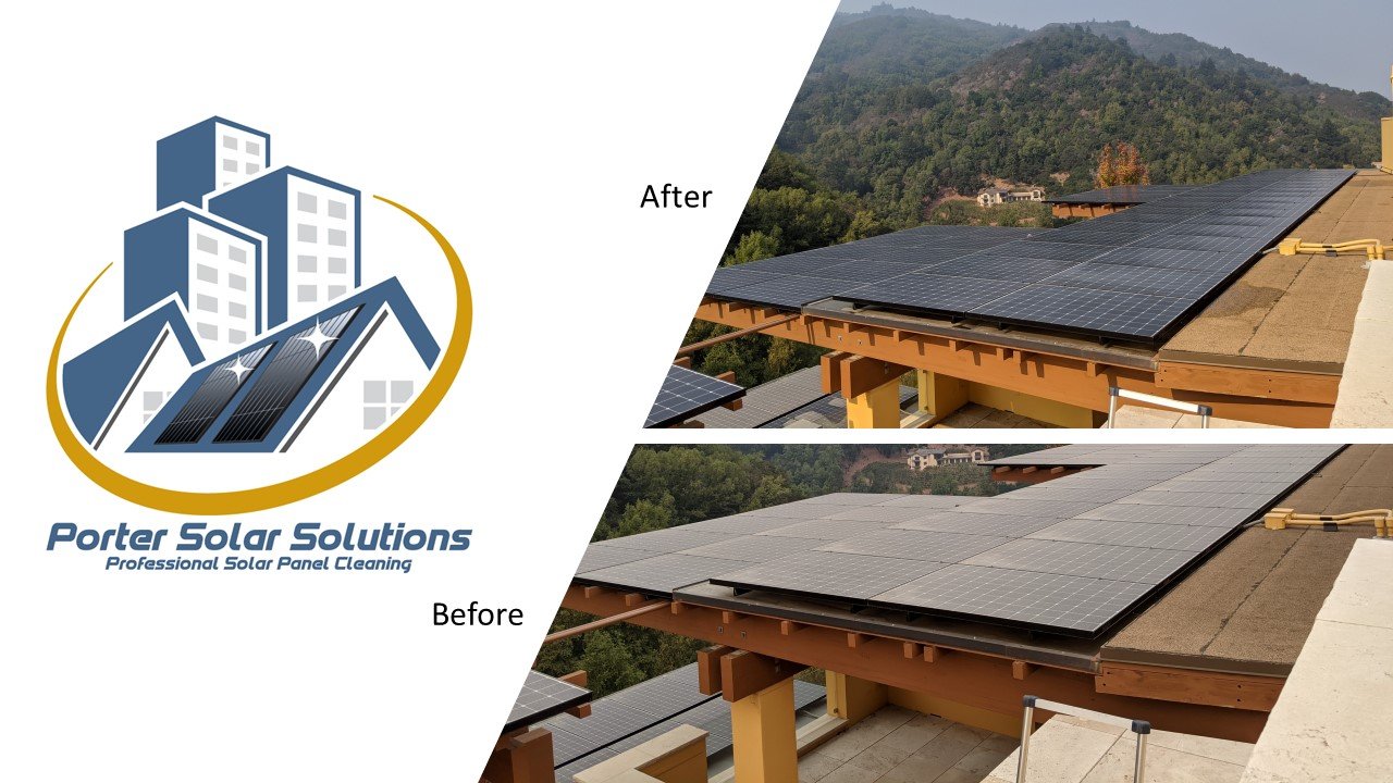 Before and after solar panel cleaning result