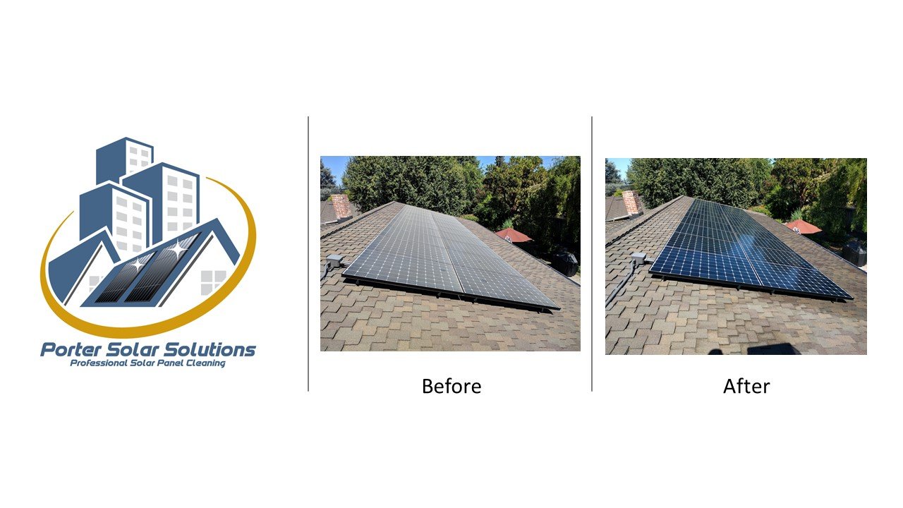 Before and after solar panel cleaning result