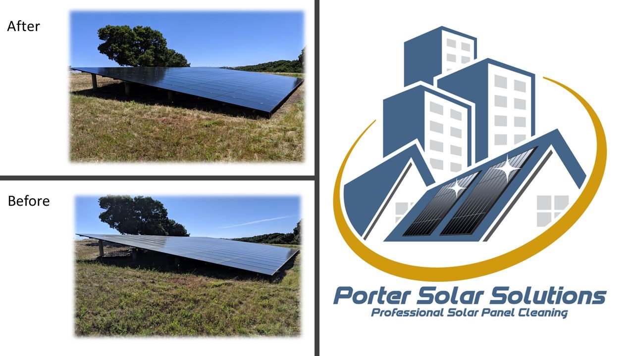 Before and after solar panel cleaning result
