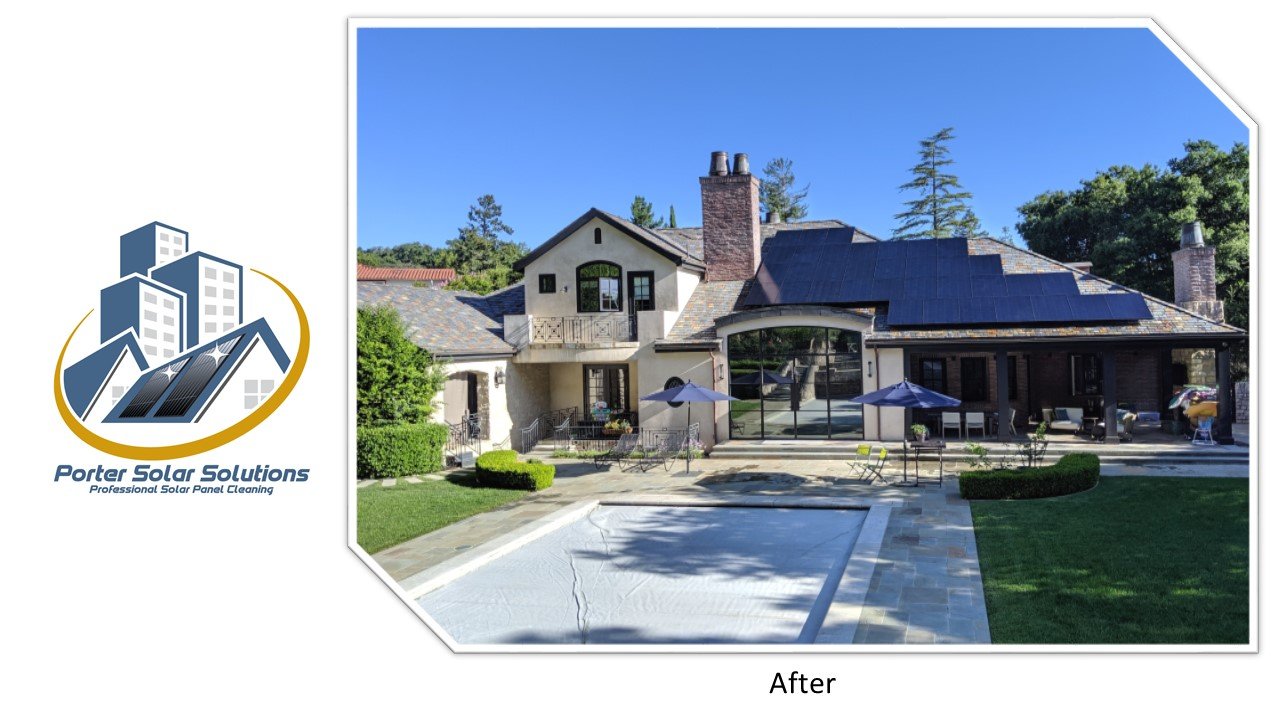 Before and after solar panel cleaning result
